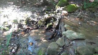 Naked Stream Bathing- no Sex- Outdoor Sexxy Chubby MILF Frangelica PFC Hair - 6 image