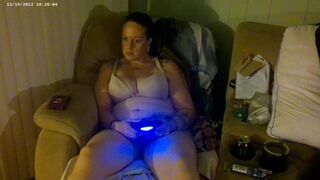 Busty Long Hair Brunette In Bra and Panties Playing PlayStation - 1 image