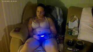 Busty Long Hair Brunette In Bra and Panties Playing PlayStation - 15 image