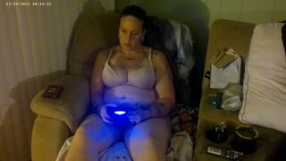 Busty Long Hair Brunette In Bra and Panties Playing PlayStation - 5 image