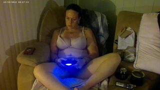Busty Long Hair Brunette In Bra and Panties Playing PlayStation - 7 image