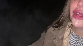 A guy  made me suck his cock at the park and then do a public cum walk