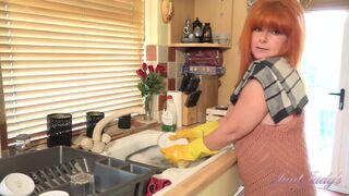 Aunt Judy's Big Tit MILFs - Masturbating with Busty 56yo Redhead Melanie in the Kitchen (JOI) - 2 image