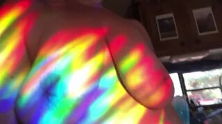 Feverish cougar pussy felt hotter than ever, sensual rainbow dance for you! - 15 image