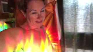 Feverish cougar pussy felt hotter than ever, sensual rainbow dance for you! - 5 image