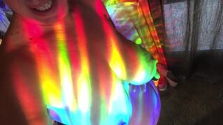 Feverish cougar pussy felt hotter than ever, sensual rainbow dance for you! - 7 image