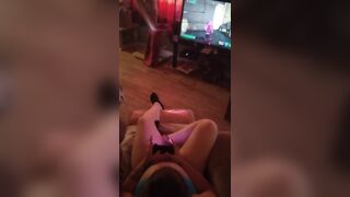 Verbal Gamer Girl Smoking While Playing Fortnite In Panties and Bra - 4 image