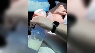 Pumping my Big Milk Tits Empty in the Car - 11 image