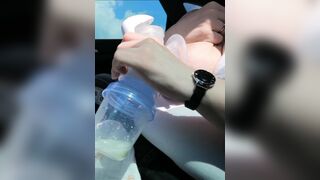 Pumping my Big Milk Tits Empty in the Car - 5 image