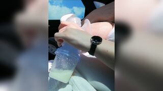Pumping my Big Milk Tits Empty in the Car - 9 image