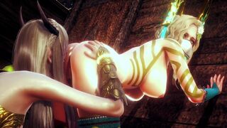ELF WARRIOR LICKED PUSSY OF THE QUEEN FOREST | 3D Hentai - 3 image