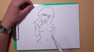 Drawing Technique , Female Figure , process erotic sketching - 4 image