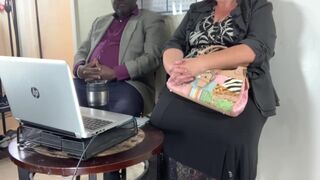 Business Collision Turned Into Afro Cock Oral-Sex By Excited Sex SSBBW Blond Mother I'd Like To Fuck Secretary, Boss Eating Cunt In Office (Large Spunk Flow On Mangos) Large Load - 3 image