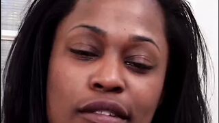 Black slut is giving blowjob and getting dogystyle banging - 1 image