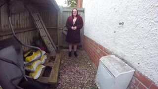 Chubby redhead in the Yard in Ankle boots and coat - 11 image