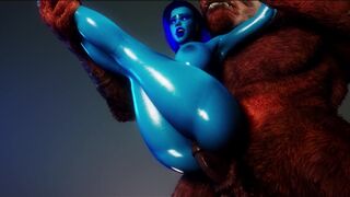Monster Huge cock of this Minotaur perfectly stretches the pussy of this Blue skinned babe - 12 image