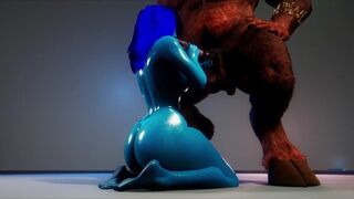 Monster Huge cock of this Minotaur perfectly stretches the pussy of this Blue skinned babe - 6 image