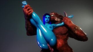 Monster Huge cock of this Minotaur perfectly stretches the pussy of this Blue skinned babe - 8 image
