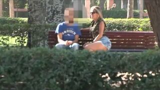 Helena sucks a guy's dick in the middle of the park - 2 image