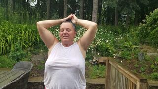 Tarablee Hotz- cooling off in the rain on a hot day. My wet t-shirt barely conceals my big tits. - 3 image
