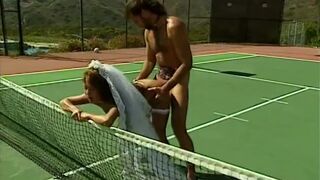 Stunning inexperienced big tit bride is licked by tennis coach - 11 image