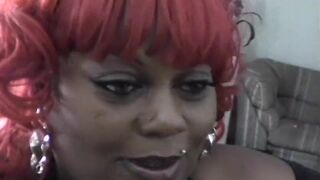 Cute ebony BBWs talk to the camera behind the scenes