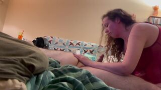Busty back & butt rub plus blowjob while watching TV with my voluptuous vixen - 10 image