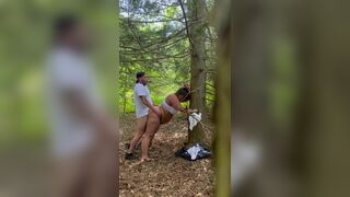 Horny milf gets fucked while on a hike in the woods - 12 image