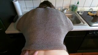 Kitchen Bang of Chubby German Milf with huge busty Tits Fucked and Chreampie by inexperienced Men in Pussy after sucking my Dick - 11 image