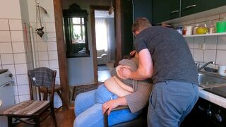 Kitchen Bang of Chubby German Milf with huge busty Tits Fucked and Chreampie by inexperienced Men in Pussy after sucking my Dick - 2 image