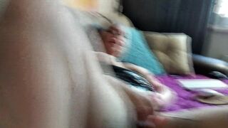Bald daddy sucks a dildo, and then fucks his perky slut with it! My wife is dirty lustful whore .!.