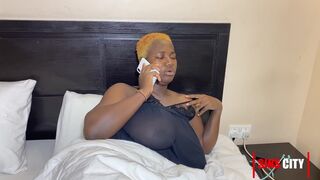 Ebony girl with a huge tits fucked by a black guy with a big cock - 2 image