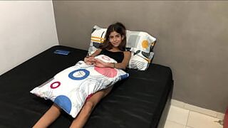 I discover my little stepsister masturbating in her room and I help her and fuck her hard - Spanish porn - Russian porn - 1 image