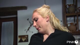 Franco Bangs the Old-time Housewife on the Kitchen Table