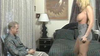 Blonde babe with huge boobs know how to ride a cock pretty well