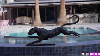 Rich Cougar MILF plays with her new boy toy