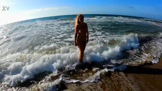 Hot Busty Nudist Milf Masturbates On Public Beach