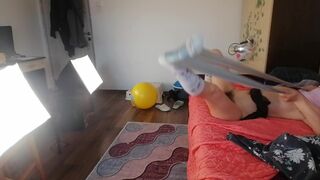 Amateur wife crazy dance in the house naked. Hot wife cuts off her clothes. - 3 image