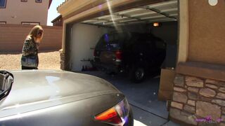 Blonde Slut Sucks a Big Black Cock Before Getting Fucked Cowgirl Style on the Staircase