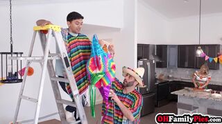 Horny and stepdaughter fucks her stepdad but MILF sucked big hard cock