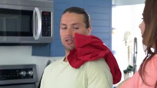 Stepmom Natasha Nice seduces stepson with her massive tits & takes his load