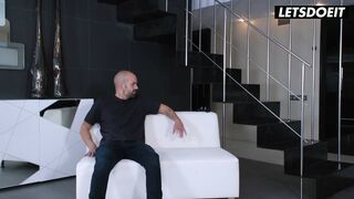 Watch Claudia Bavel's curvy Latina MILF deepthroat Alberto's massive cock with her feet while pleasing him in every way possible!