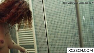 Kinky tattooed MILF gets soaking wet in the shower with her massive tits - 7 image