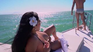 Watch Big Jackson & Issane Talvez pound a shy young man on Rio yacht - a hot MILF with long hair goes wild! - 1 image