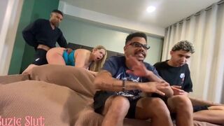 Suzie Slut bangs stepson while her cuckold hubby watches World Cup game - full video on red! - 6 image