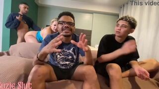 Suzie Slut bangs stepson while her cuckold hubby watches World Cup game - full video on red! - 9 image