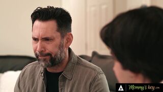 Stepmom Dana Vespoli & stepson Elias Cash take turns getting their holes stuffed in wild double penetration threesome with big tits & tattoos - 4 image