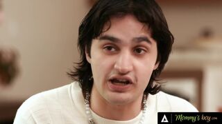 Stepmom Dana Vespoli & stepson Elias Cash take turns getting their holes stuffed in wild double penetration threesome with big tits & tattoos - 5 image