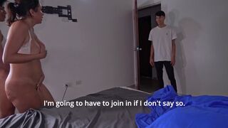 Alondra & Michael share curvy stepmom and her two stepson's for a wild threesome with a big cock and cum in mouth - 9 image