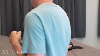 Watch curvy MILF Stella cheat with her petite strap-on & get pounded hard by Stefano's huge cock - 4 image